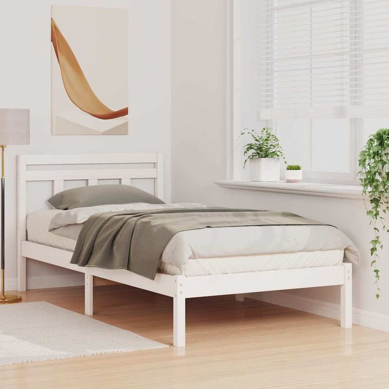 Casa si Gradina - Mobilier - Paturi si accesorii - Paturi - Cadru de pat Alb 100 x 200 cm Lemn masiv de pin - Infinity.ro