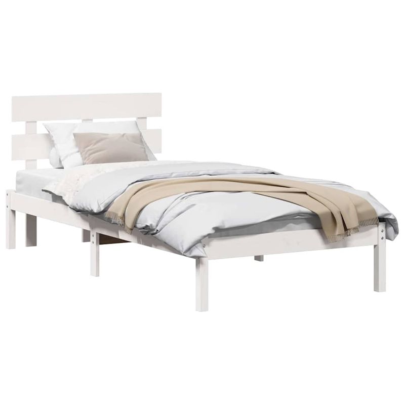 Casa si Gradina - Mobilier - Paturi si accesorii - Paturi - Cadru de pat cu spatar Alb 90x190 cm Lemn masiv de pin - Infinity.ro