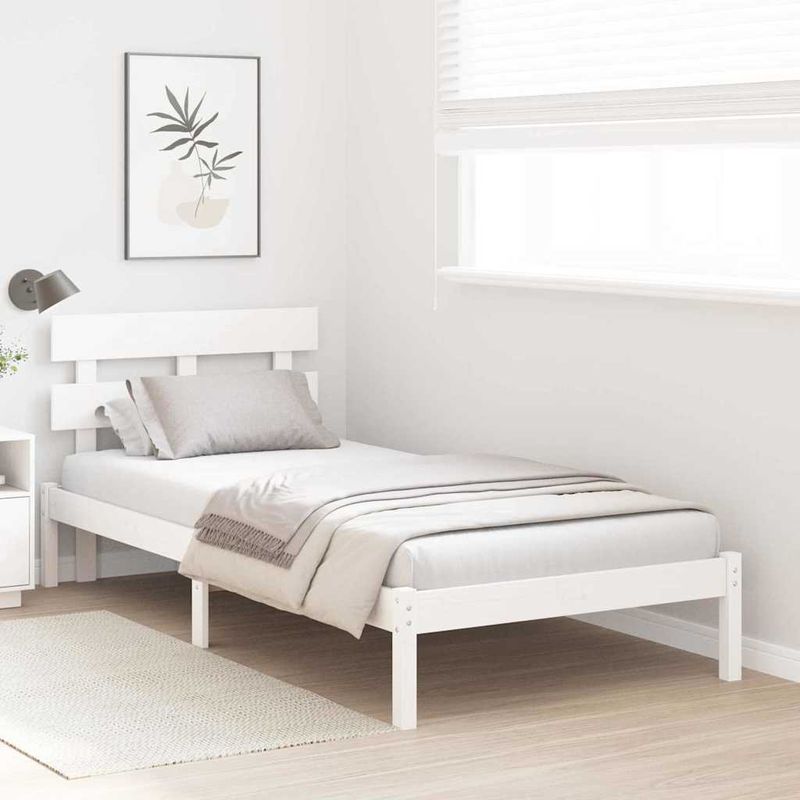 Casa si Gradina - Mobilier - Paturi si accesorii - Paturi - Cadru de pat cu spatar Alb 90x190 cm Lemn masiv de pin - Infinity.ro