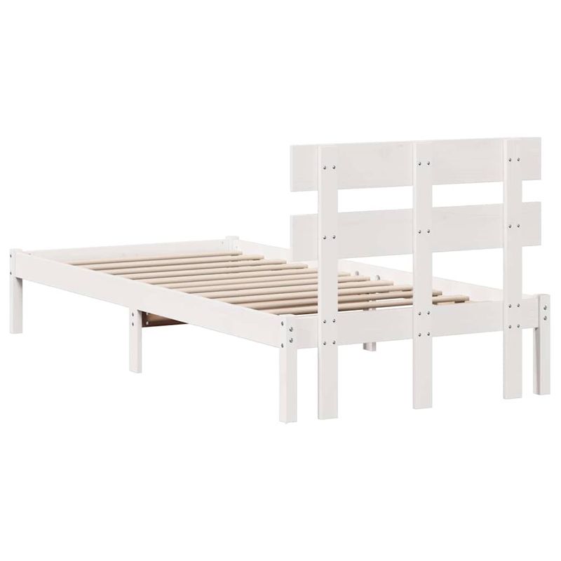 Casa si Gradina - Mobilier - Paturi si accesorii - Paturi - Cadru de pat cu spatar Alb 90x190 cm Lemn masiv de pin - Infinity.ro