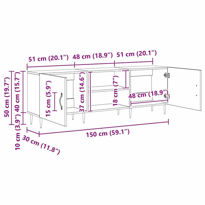 Casa si Gradina - Mobilier - Comode si corpuri - Comode - Cabinet TV cu raft Lemn vechi 150 x 30 x 50 cm Lemn compozit - Infinity.ro