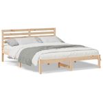 Casa si Gradina - Mobilier - Paturi si accesorii - Paturi - Cadru de pat cu headboard Maro 140 x 200 cm Lemn de brad solid - Infinity.ro