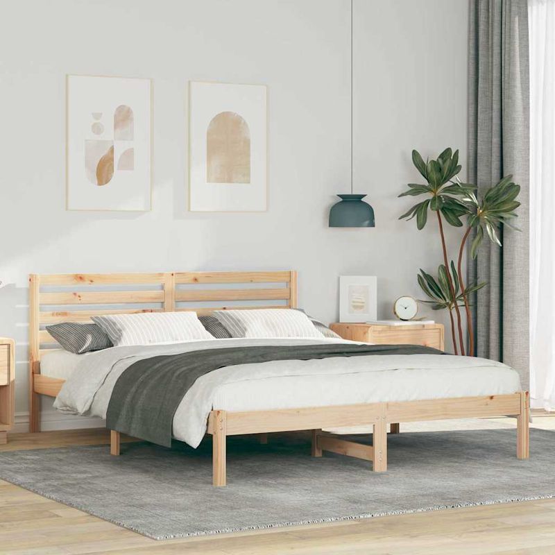 Casa si Gradina - Mobilier - Paturi si accesorii - Paturi - Cadru de pat cu headboard Maro 140 x 200 cm Lemn de brad solid - Infinity.ro