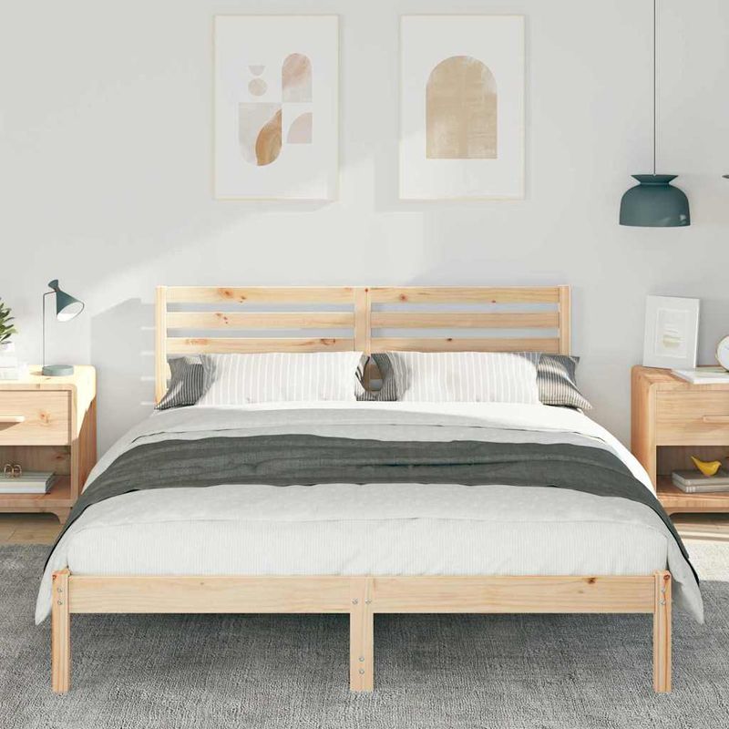 Casa si Gradina - Mobilier - Paturi si accesorii - Paturi - Cadru de pat cu headboard Maro 140 x 200 cm Lemn de brad solid - Infinity.ro