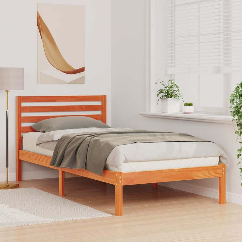 Casa si Gradina - Mobilier - Paturi si accesorii - Paturi - Cadru de pat Maro ceruit 100 x 200 cm Lemn de brad solid - Infinity.ro