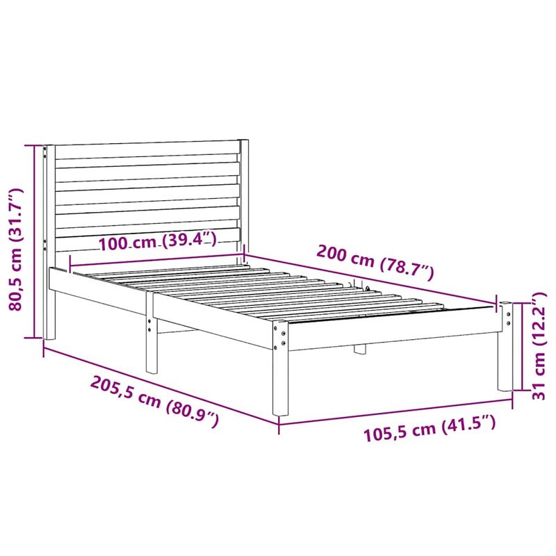 Casa si Gradina - Mobilier - Paturi si accesorii - Paturi - Cadru de pat Maro ceruit 100 x 200 cm Lemn de brad solid - Infinity.ro