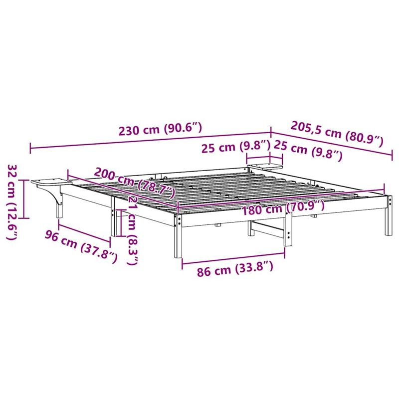 Casa si Gradina - Mobilier - Paturi si accesorii - Paturi - Cadru de pat cu mese laterale Maro ceruit 180 x 200 cm - Infinity.ro