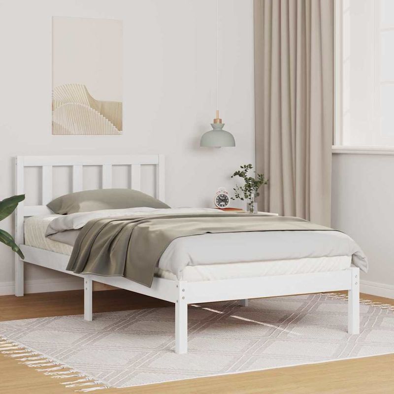 Casa si Gradina - Mobilier - Paturi si accesorii - Paturi - Cadru de pat cu headboard Alb 90 x 200 cm Lemn de brad solid - Infinity.ro