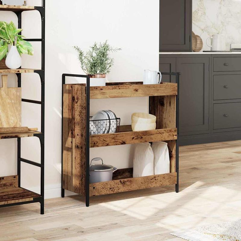 Casa si Gradina - Bucatarie si vesela - Ustensile bucatarie - Cosuri servire - Troler de Bucatarie Lemn vechi 70 x 30 x 82 cm Lemn compozit - Infinity.ro