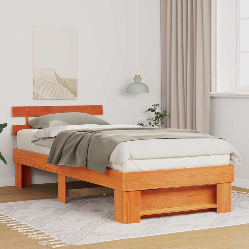 Casa si Gradina - Mobilier - Paturi si accesorii - Paturi - Cadru de pat Maro ceruit 90 x 200 cm Lemn de brad solid - Infinity.ro