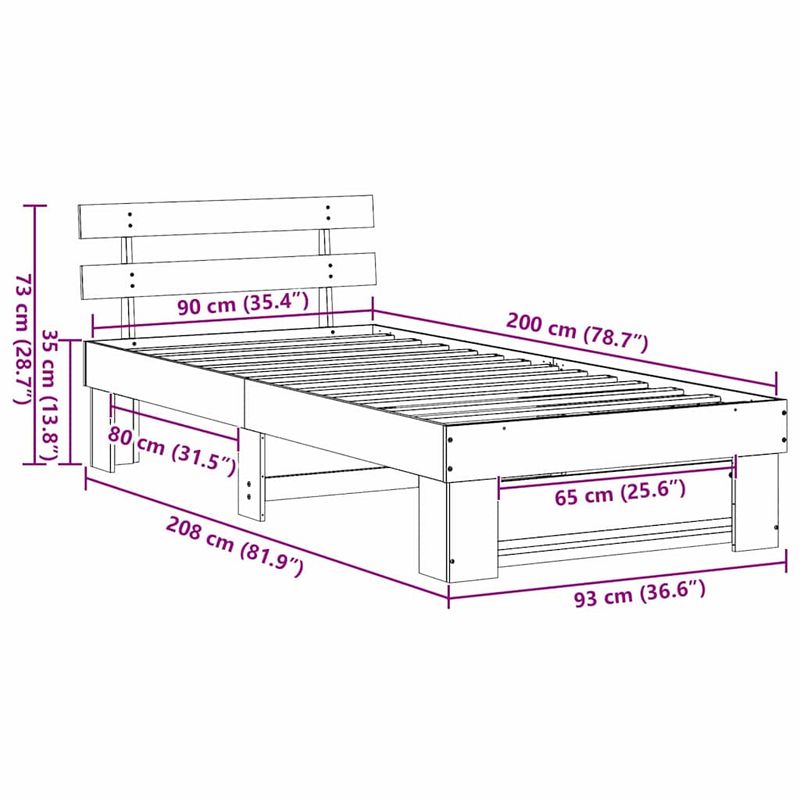 Casa si Gradina - Mobilier - Paturi si accesorii - Paturi - Cadru de pat Maro ceruit 90 x 200 cm Lemn de brad solid - Infinity.ro