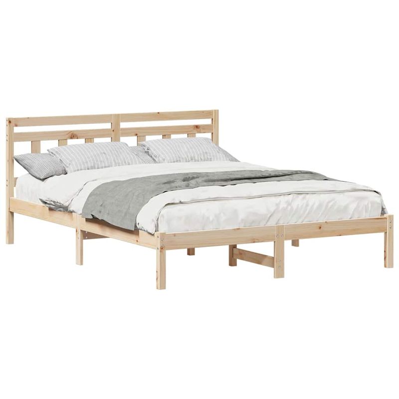 Casa si Gradina - Mobilier - Paturi si accesorii - Paturi - Cadru de pat cu headboard Maro 140 x 200 cm Lemn masiv de pin - Infinity.ro