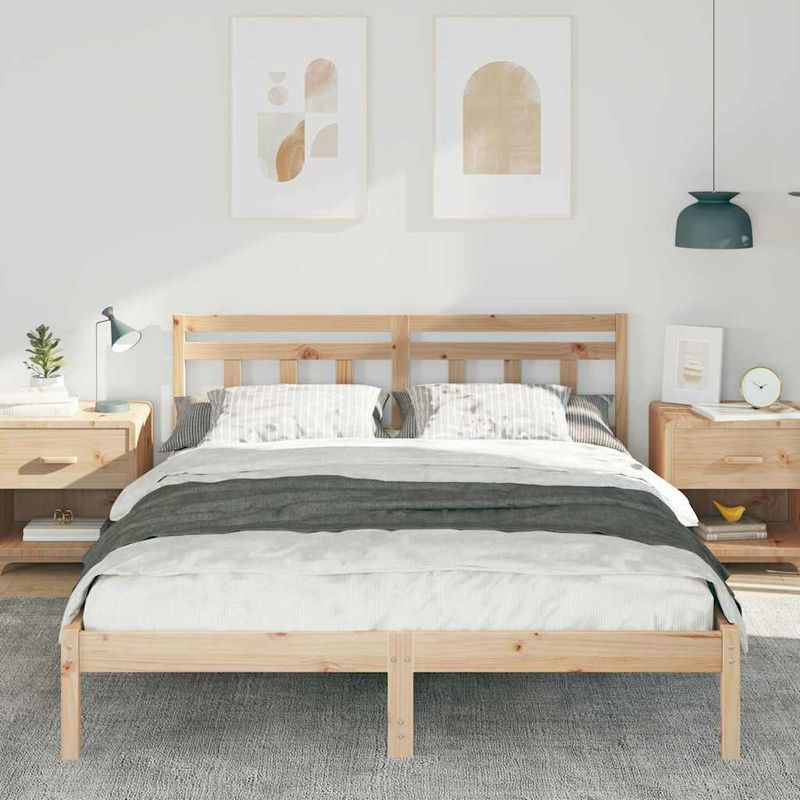 Casa si Gradina - Mobilier - Paturi si accesorii - Paturi - Cadru de pat cu headboard Maro 140 x 200 cm Lemn masiv de pin - Infinity.ro