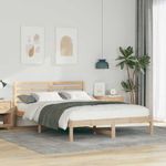 Casa si Gradina - Mobilier - Paturi si accesorii - Paturi - Cadru de pat cu headboard Maro 140 x 220 cm Lemn de brad solid - Infinity.ro