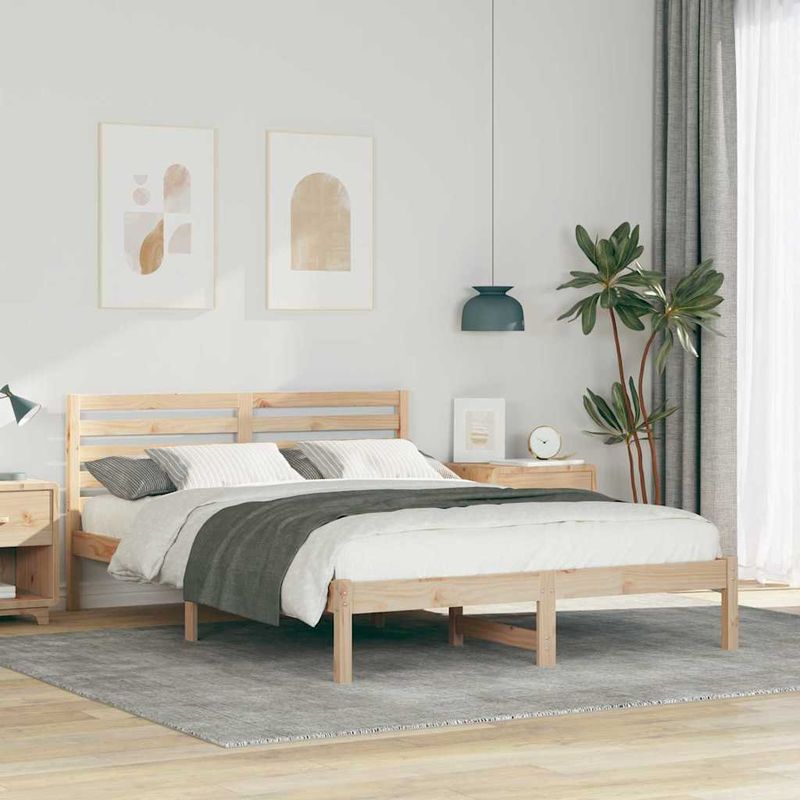 Casa si Gradina - Mobilier - Paturi si accesorii - Paturi - Cadru de pat cu headboard Maro 140 x 220 cm Lemn de brad solid - Infinity.ro