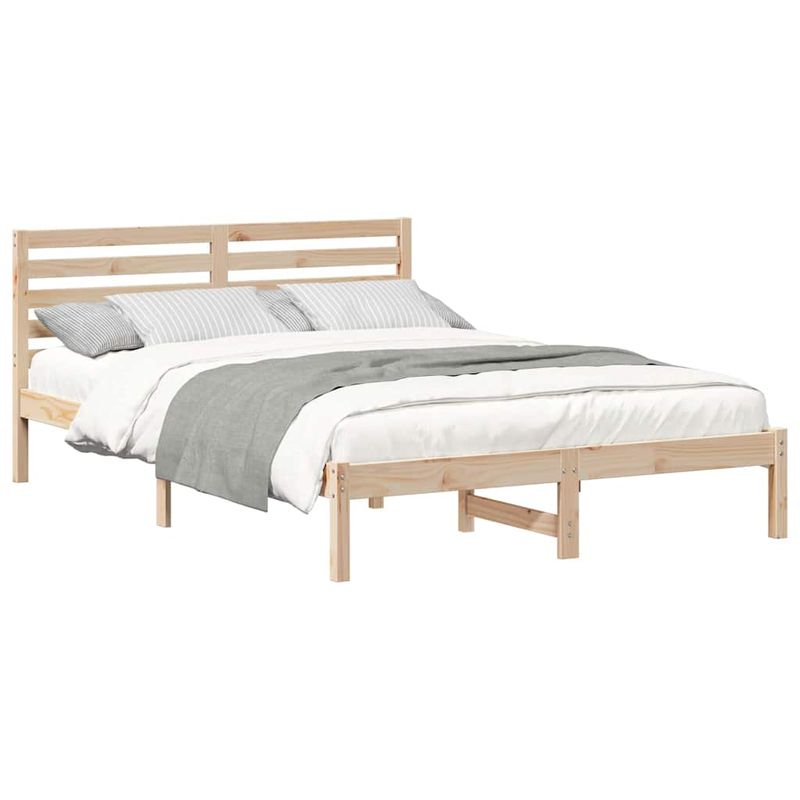 Casa si Gradina - Mobilier - Paturi si accesorii - Paturi - Cadru de pat cu headboard Maro 140 x 220 cm Lemn de brad solid - Infinity.ro