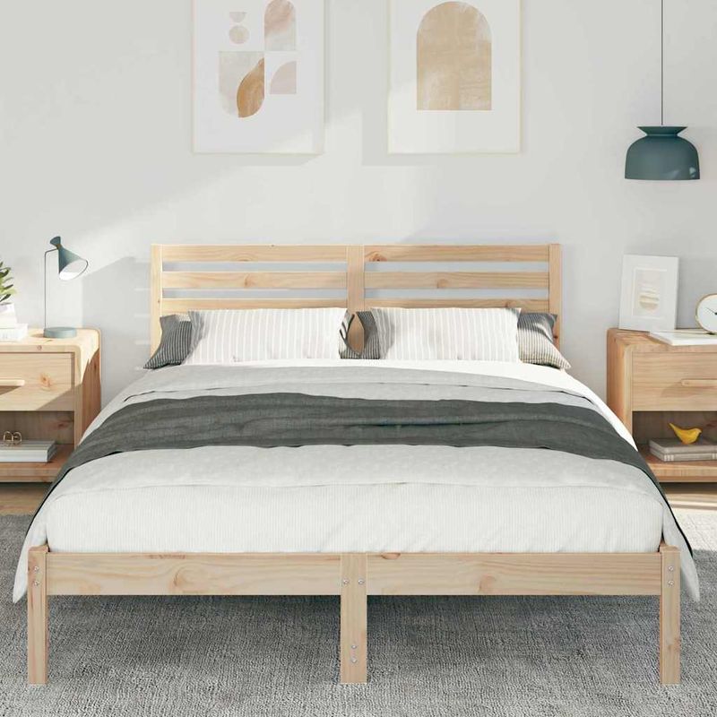 Casa si Gradina - Mobilier - Paturi si accesorii - Paturi - Cadru de pat cu headboard Maro 140 x 220 cm Lemn de brad solid - Infinity.ro