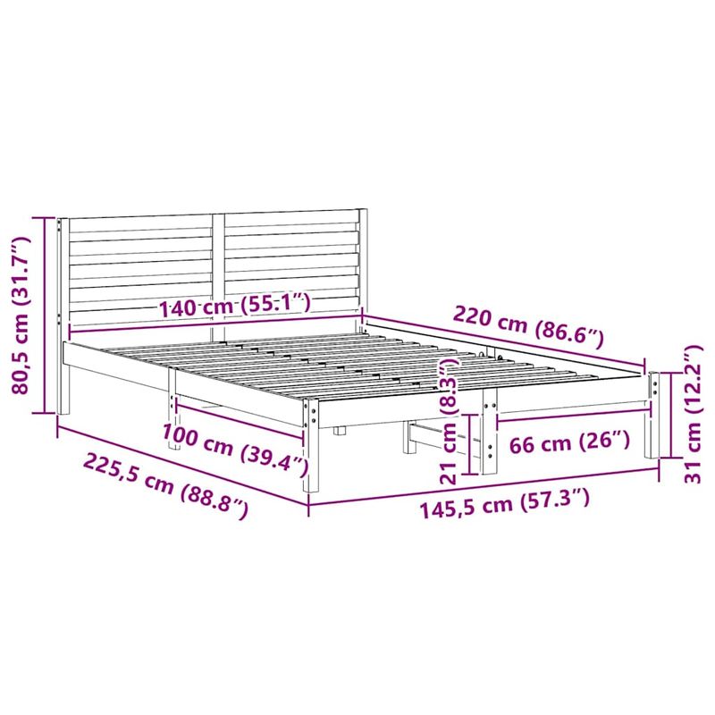 Casa si Gradina - Mobilier - Paturi si accesorii - Paturi - Cadru de pat cu headboard Maro 140 x 220 cm Lemn de brad solid - Infinity.ro