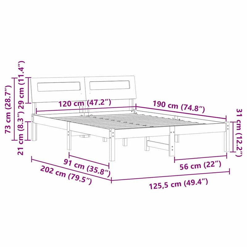 Casa si Gradina - Mobilier - Paturi si accesorii - Paturi - Cadru de pat Maro ceruit 120 x 190 cm Lemn de brad solid - Infinity.ro