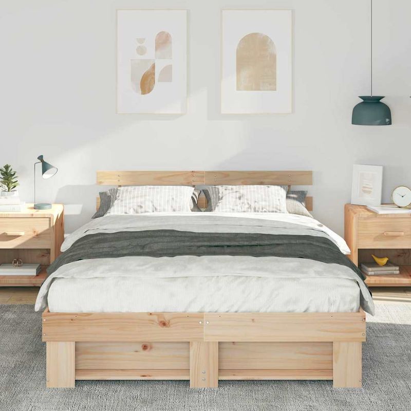 Casa si Gradina - Mobilier - Paturi si accesorii - Paturi - Cadru de pat cu headboard Maro 160 x 200 cm Lemn de brad - Infinity.ro