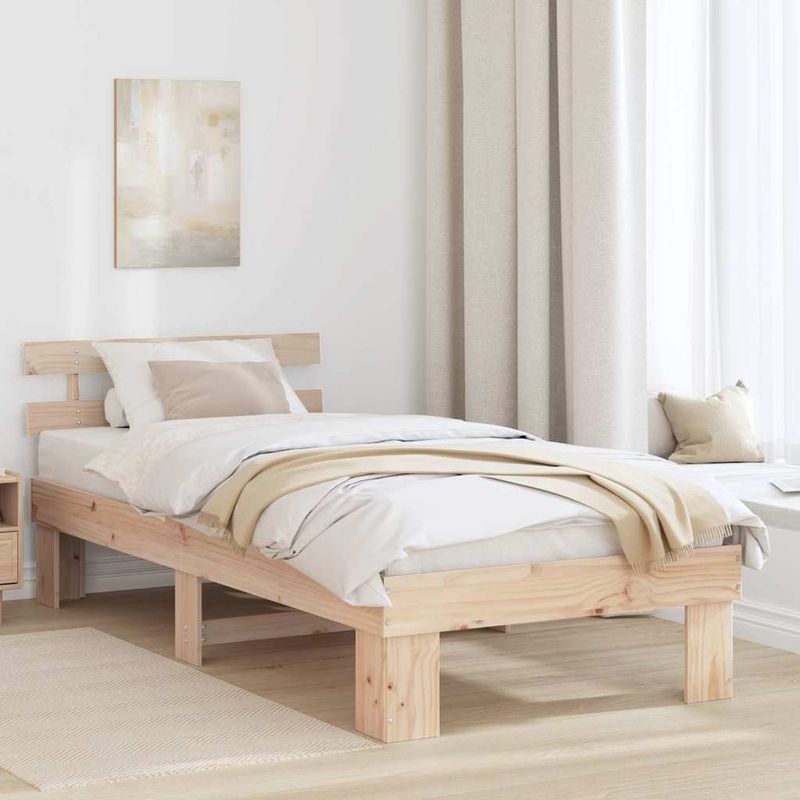 Casa si Gradina - Mobilier - Paturi si accesorii - Paturi - Cadru de pat cu spatar 75x190 cm din lemn solid de pin - Infinity.ro