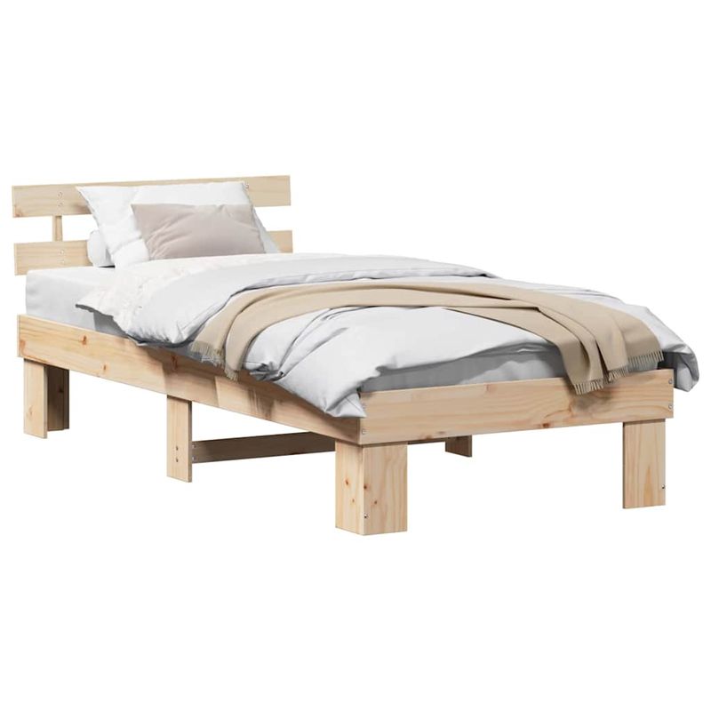 Casa si Gradina - Mobilier - Paturi si accesorii - Paturi - Cadru de pat cu spatar 75x190 cm din lemn solid de pin - Infinity.ro