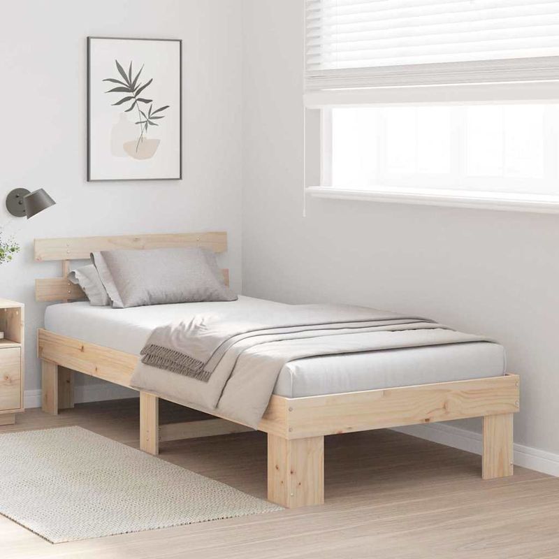 Casa si Gradina - Mobilier - Paturi si accesorii - Paturi - Cadru de pat cu spatar 75x190 cm din lemn solid de pin - Infinity.ro