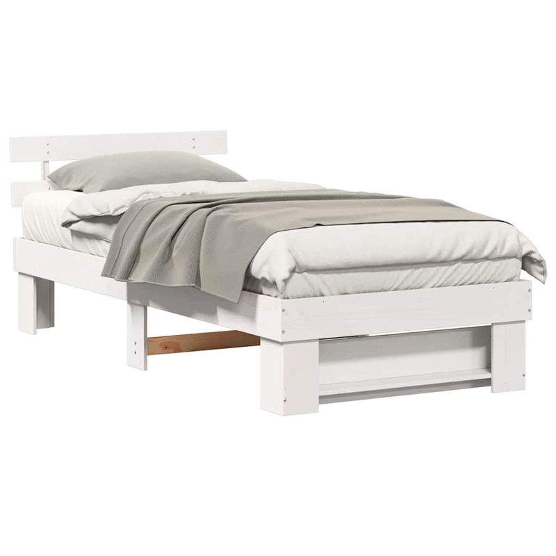Casa si Gradina - Mobilier - Paturi si accesorii - Paturi - Cadru de pat cu headboard Alb 80 x 200 cm Lemn de brad solid - Infinity.ro