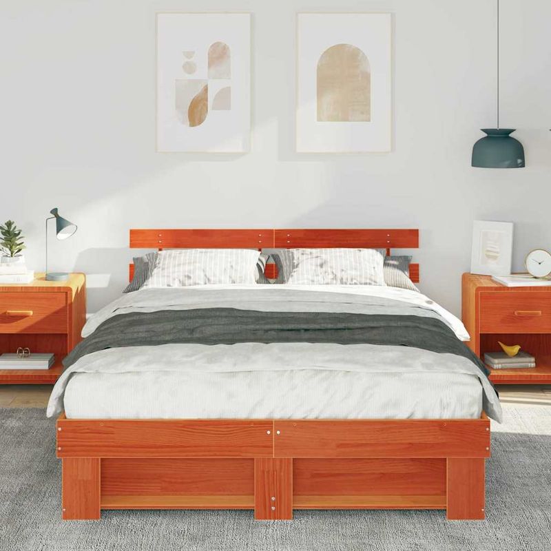 Casa si Gradina - Mobilier - Paturi si accesorii - Paturi - Cadru de pat Maro ceruit 150 x 200 cm Lemn de brad solid - Infinity.ro