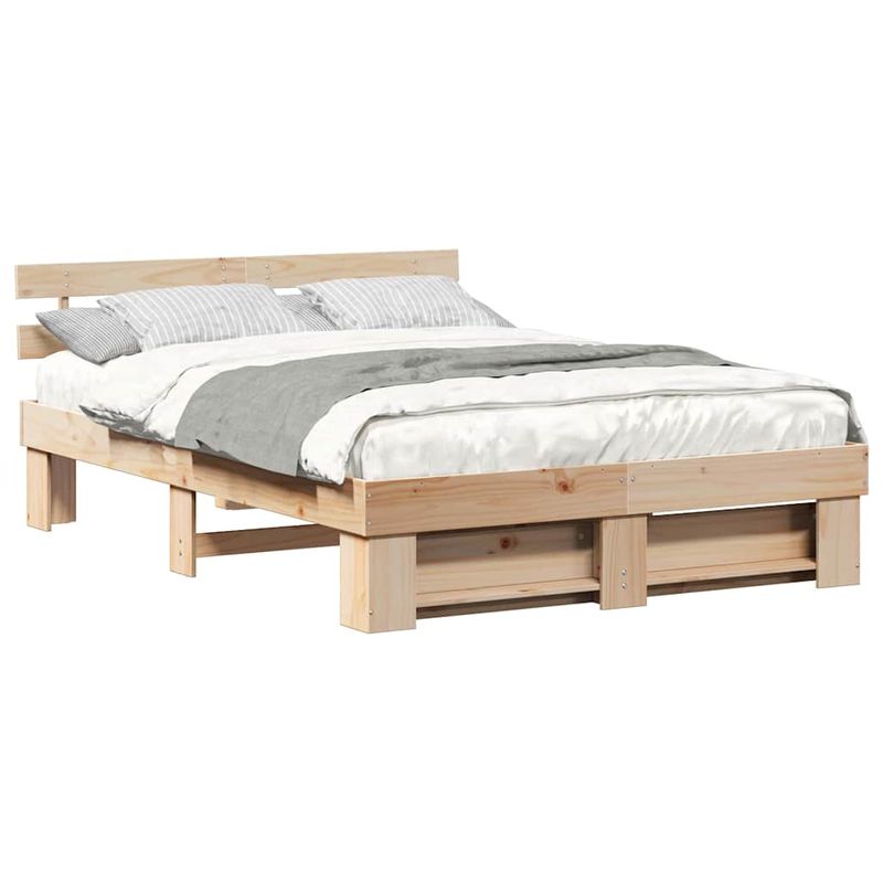 Casa si Gradina - Mobilier - Paturi si accesorii - Paturi - Cadru de pat cu headboard Maro 150 x 200 cm Lemn de brad - Infinity.ro