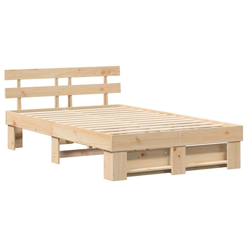 Casa si Gradina - Mobilier - Paturi si accesorii - Paturi - Cadru de pat cu headboard Maro 135 x 190 cm Lemn de brad solid - Infinity.ro