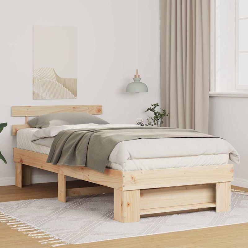 Casa si Gradina - Mobilier - Paturi si accesorii - Paturi - Cadru de pat cu headboard Maro 100 x 200 cm Lemn de brad solid - Infinity.ro