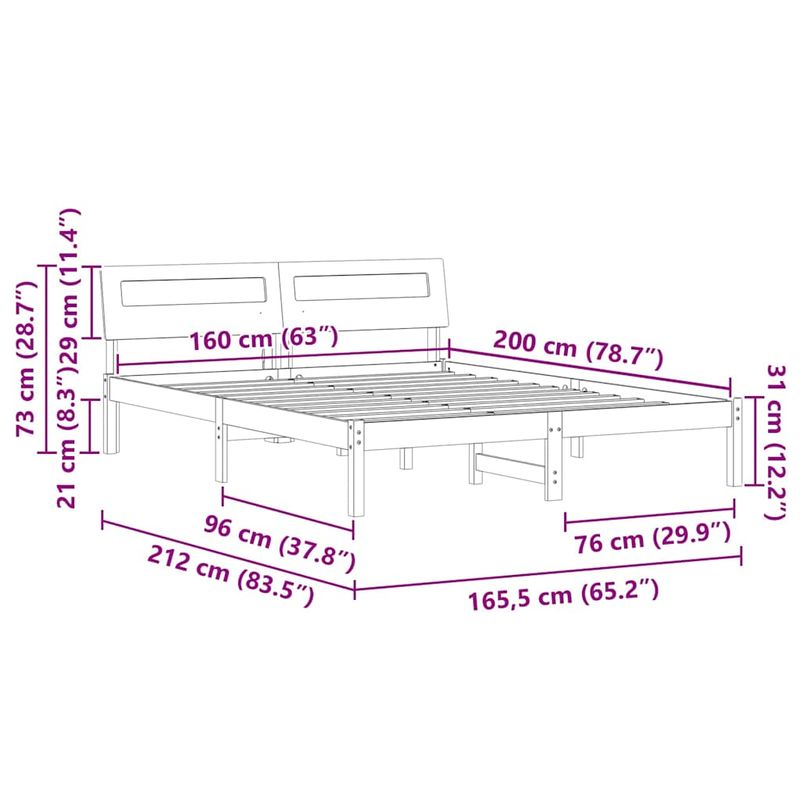Casa si Gradina - Mobilier - Paturi si accesorii - Paturi - Cadru de pat Maro ceruit 160 x 200 cm Lemn de brad solid - Infinity.ro