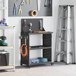Casa si Gradina - Constructii - Depozitare, transport si protectie - Organizatoare si cutii scule - Carucior pentru unelte cu raft cu roata Negru 65 x 35 x 111 cm Metal - Infinity.ro