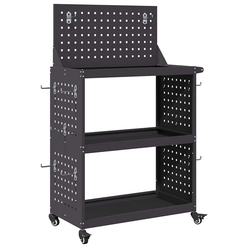 Casa si Gradina - Constructii - Depozitare, transport si protectie - Organizatoare si cutii scule - Carucior pentru unelte cu raft cu roata Negru 65 x 35 x 111 cm Metal - Infinity.ro