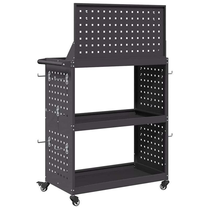 Casa si Gradina - Constructii - Depozitare, transport si protectie - Organizatoare si cutii scule - Carucior pentru unelte cu raft cu roata Negru 65 x 35 x 111 cm Metal - Infinity.ro
