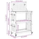 Casa si Gradina - Constructii - Depozitare, transport si protectie - Organizatoare si cutii scule - Carucior pentru unelte cu raft cu roata Negru 65 x 35 x 111 cm Metal - Infinity.ro
