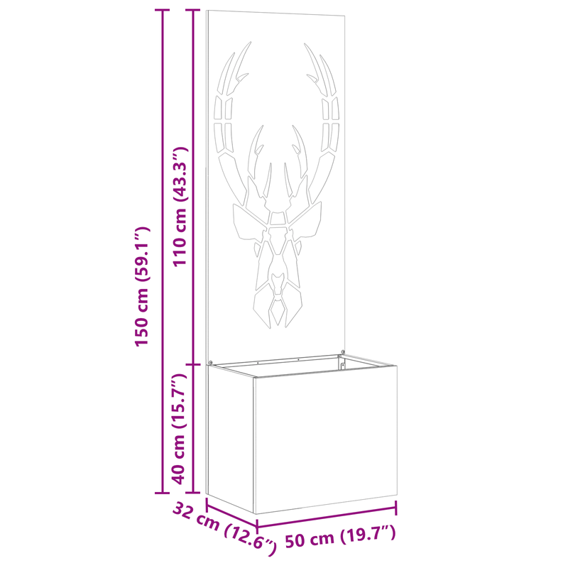 Casa si Gradina - Gradinarit si plante - Plante si ghivece - Ghivece si suporturi - Ghiveci de Gradina cu Panou Decorativ Argintiu 50 x 140 cm - Infinity.ro