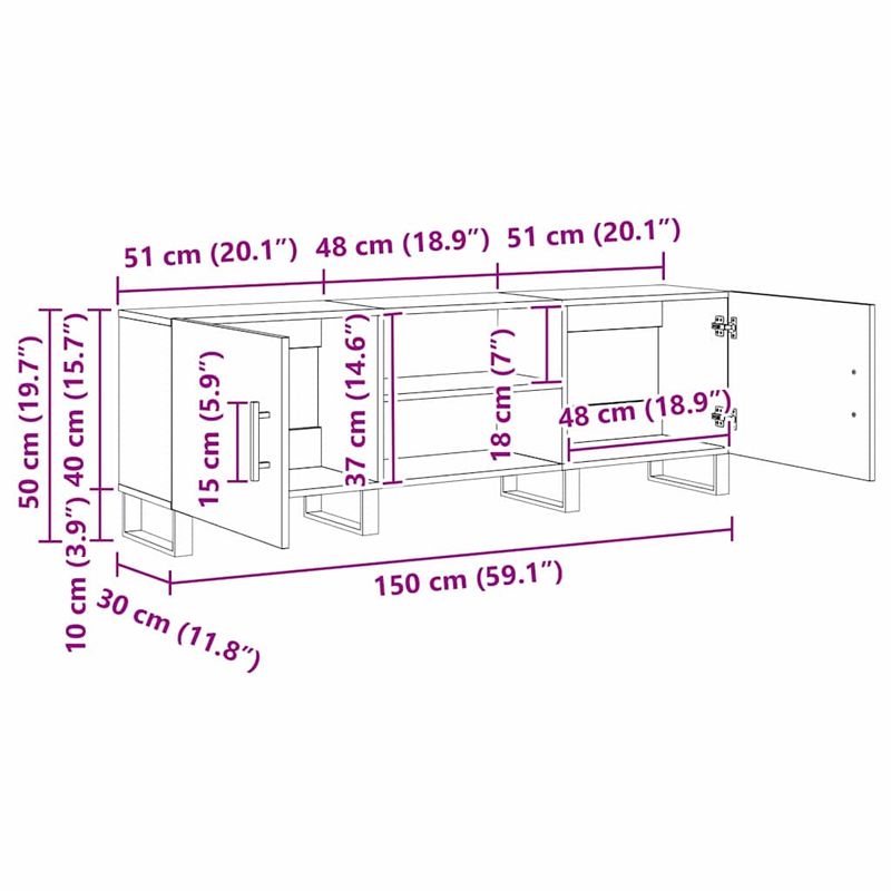Casa si Gradina - Mobilier - Comode si corpuri - Comode - Cabinet TV cu raft cu depozitare cu usa 150 x 30 x 50 cm Lemn compozit - Infinity.ro