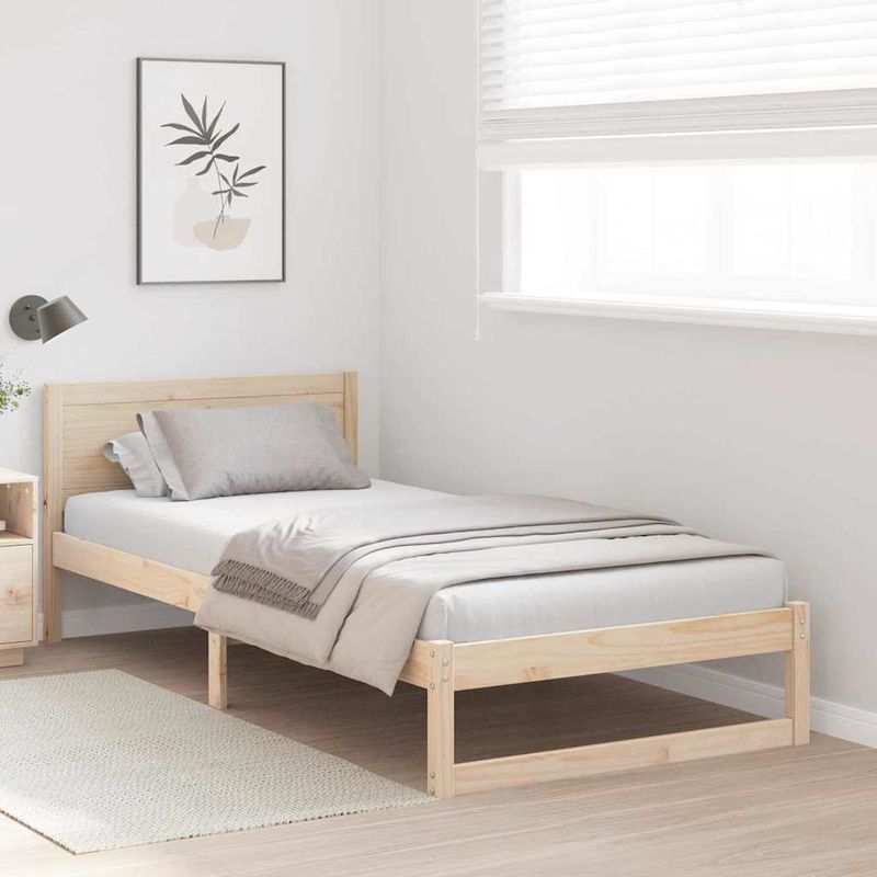 Casa si Gradina - Mobilier - Paturi si accesorii - Paturi - Cadru de pat Natural Lemn de pin solid 90 x 200 cm Durabil - Infinity.ro