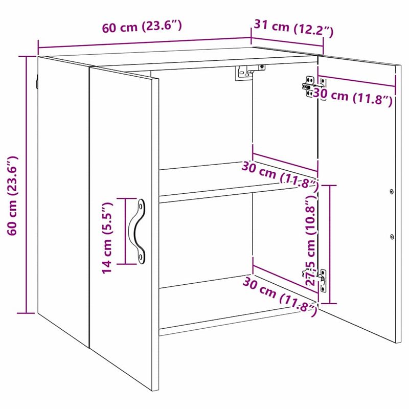 Casa si Gradina - Mobilier - Dulapuri si sifoniere - Dulapuri - Dulap de perete Stejar negru 60 x 31 x 60 cm Lemn compozit - Infinity.ro