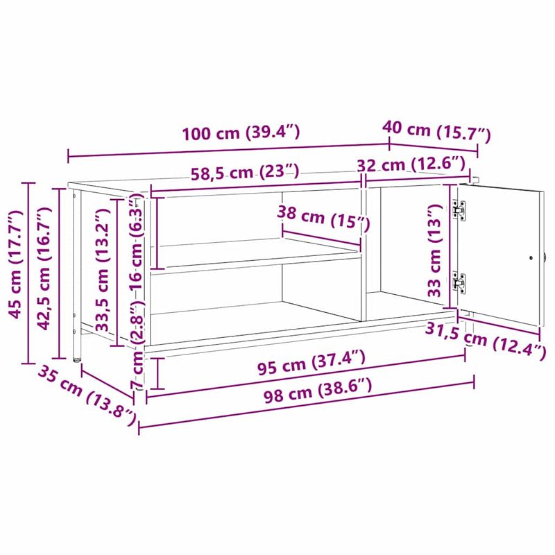 Casa si Gradina - Mobilier - Comode si corpuri - Comode - Cabinet TV cu raft Stejar negru 100 x 40 x 45 cm Lemn compozit - Infinity.ro