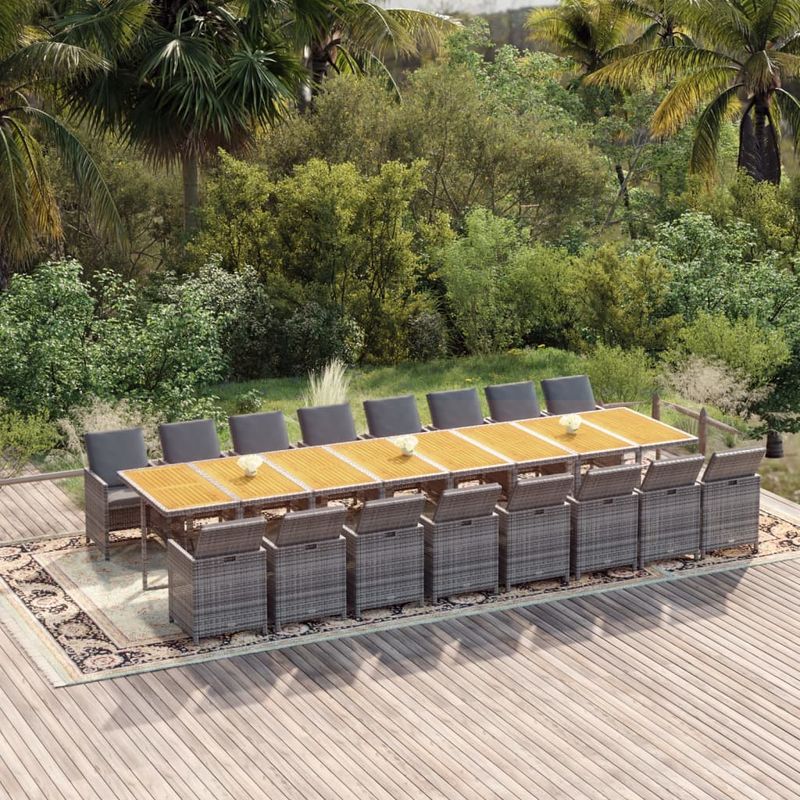 Casa si Gradina - Gradina si terasa - Mobilier exterior - Seturi mobila gradina - Set mobilier de gradina cu perne, 17 piese, gri, poliratan - Infinity.ro