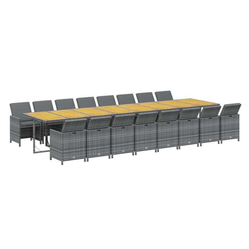 Casa si Gradina - Gradina si terasa - Mobilier exterior - Seturi mobila gradina - Set mobilier de gradina cu perne, 17 piese, gri, poliratan - Infinity.ro
