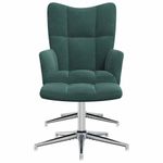 Casa si Gradina - Mobilier - Scaune si fotolii - Fotolii - Fotoliu de relaxare cu taburet, verde inchis, catifea - Infinity.ro
