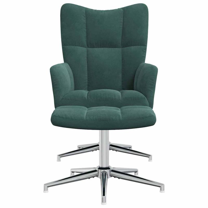 Casa si Gradina - Mobilier - Scaune si fotolii - Fotolii - Fotoliu de relaxare cu taburet, verde inchis, catifea - Infinity.ro
