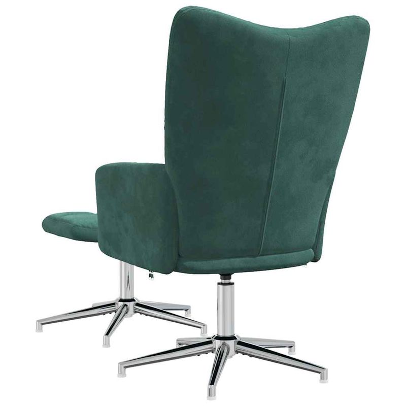 Casa si Gradina - Mobilier - Scaune si fotolii - Fotolii - Fotoliu de relaxare cu taburet, verde inchis, catifea - Infinity.ro
