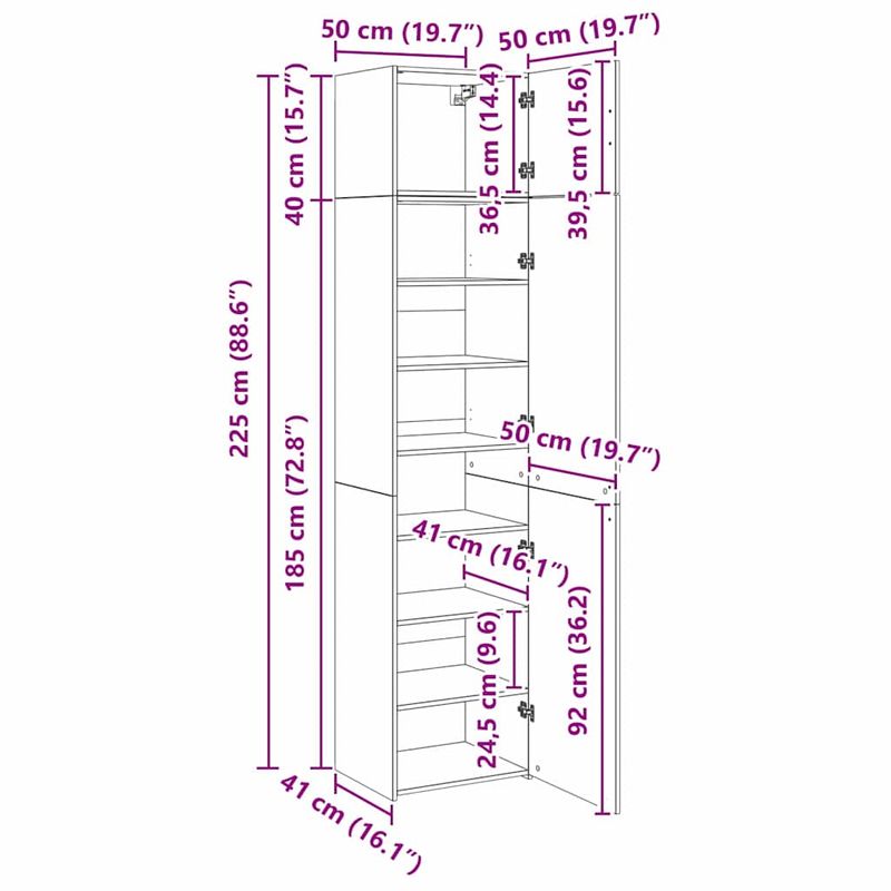 Casa si Gradina - Mobilier - Comode si corpuri - Comode - Dulap de depozitare Stejar negru 50 x 41 x 225 cm Lemn compozit - Infinity.ro