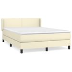Casa si Gradina - Mobilier - Paturi si accesorii - Paturi - Pat box spring cu saltea, crem, 140x190 cm, piele ecologica - Infinity.ro