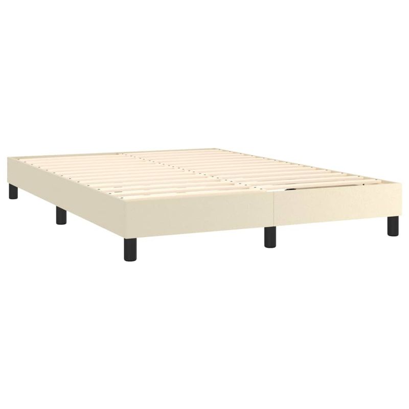 Casa si Gradina - Mobilier - Paturi si accesorii - Paturi - Pat box spring cu saltea, crem, 140x190 cm, piele ecologica - Infinity.ro